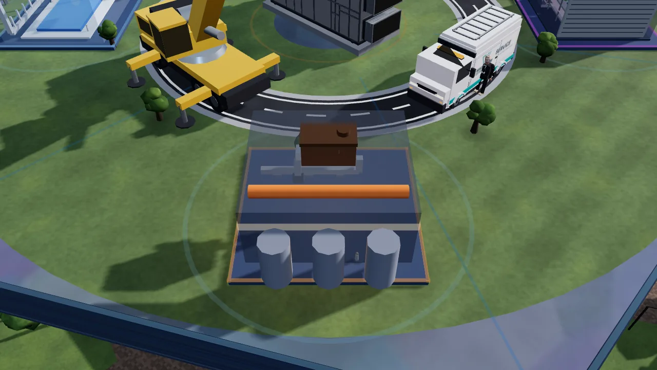 De industriehal op het plateau van onze 3D-wereld
